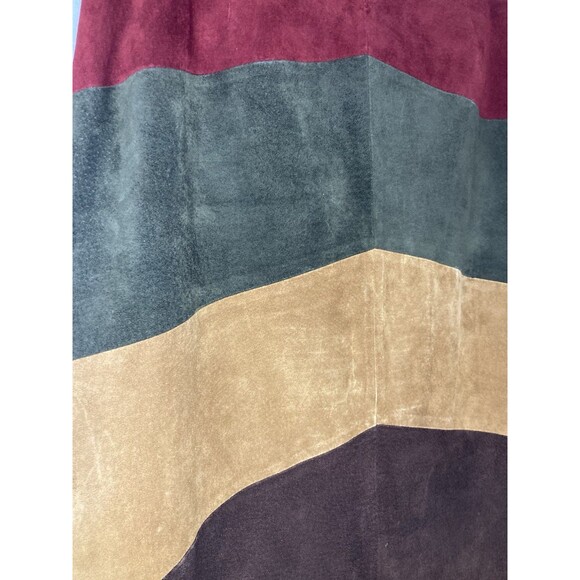 Lord & Taylor Petites Suede Leather Skirt Size 12P Fall Color Block Vintage - Picture 2 of 8